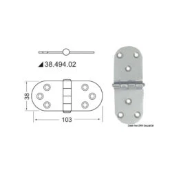 Charnière Inoxépaisseur 2 Mm - 103 X 38 Mm