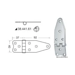 Charnière Inoxépaisseur 2 Mm - 129 X 40 Mm