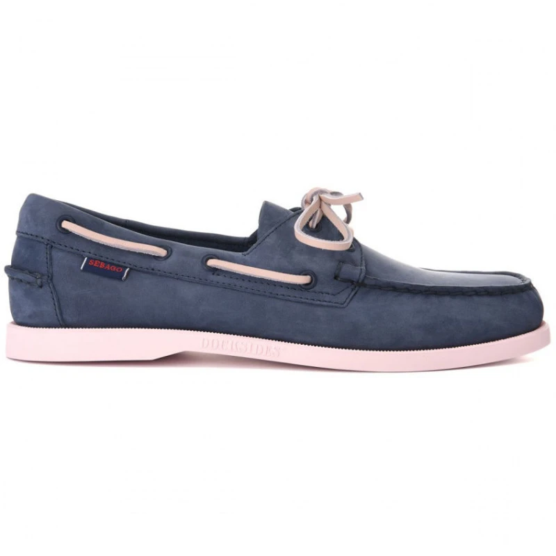 Scarpa Da Barca PORTLAND Nabuk Blu Navy - Suola E Pizzo Rosa SEBAGO 3 Scarpa Da Barca PORTLAND Nabuk Blu Navy - Suola E Pizzo Rosa SEBAGO
