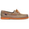Scarpa Da Barca PORTLAND Nubuck Taupe - Suola E Pizzo Arancione SEBAGO -ORANGEMARINE chaussure bateau portland nubuck taupe semelle et lacet orange sebago