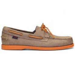 Scarpa Da Barca PORTLAND Nubuck Taupe - Suola E Pizzo Arancione SEBAGO