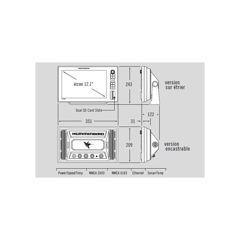 HUMMINBIRD COMBINE TACTILE SOLIX 12 G3 HD CHIRP XD SONDE TABLEAU ARRIERE 7 HUMMINBIRD COMBINE TACTILE SOLIX 12 G3 HD CHIRP XD SONDE TABLEAU ARRIERE - immagine 5