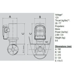 ELICA A TUNNEL CT 35 MONO COMPO 12V Ø125 -ORANGEMARINE elica a tunnel ct 35 mono compo 12v o125 1