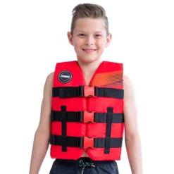 JOBE GIACCA GALLEGGIANTE IN NYLON ROSSO PER BAMBINI -ORANGEMARINE gilet de flottaison nylon jobe rouge enfant 10