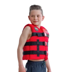 JOBE GIACCA GALLEGGIANTE IN NYLON ROSSO PER BAMBINI -ORANGEMARINE gilet de flottaison nylon jobe rouge enfant 15