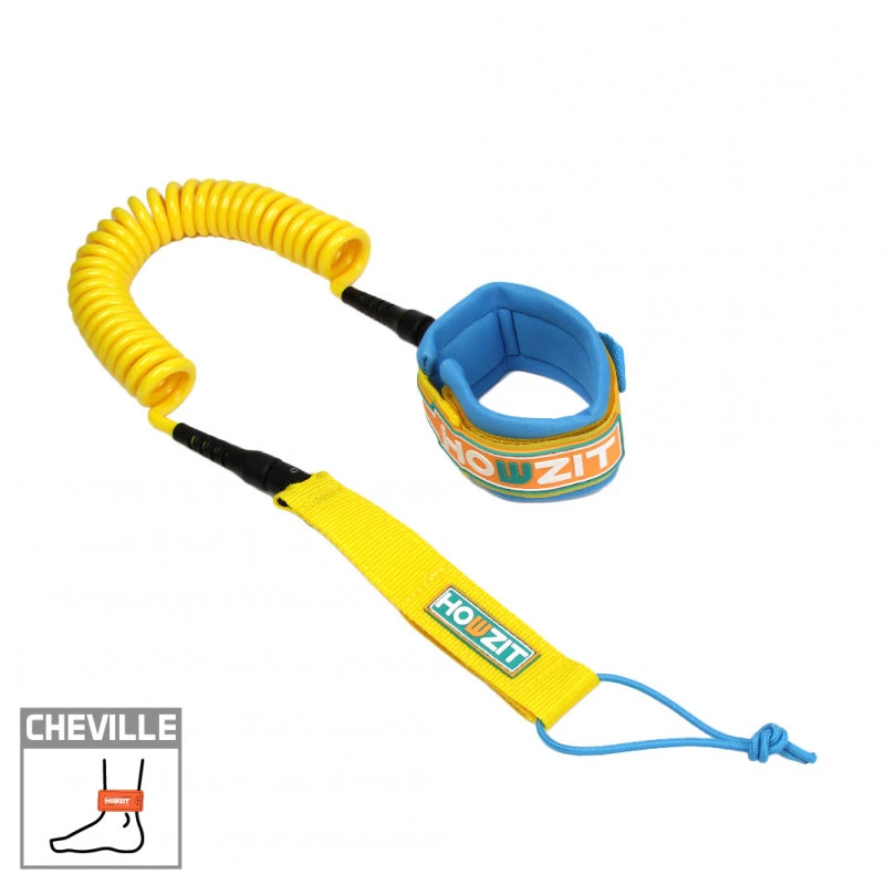 Leash A Spirale 9' GIALLO/BLU - HOWZIT 3 Leash A Spirale 9' GIALLO/BLU - HOWZIT