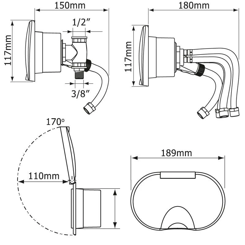 NUOVA RADE Nicchia C/Doccia, Miscelatore, Tubo 3 MT, C/Coperchio Bianco 7 NUOVA RADE Nicchia C/Doccia, Miscelatore, Tubo 3 MT, C/Coperchio Bianco - immagine 5