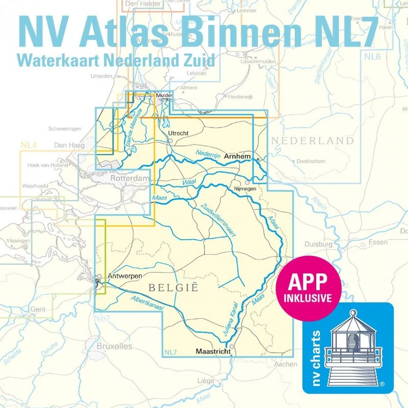 NV Atlas Pays Bas NL 7 - Binnen - Waterkaart Nederland Zuid - Arnhem - Maastricht 4 NV Atlas Pays Bas NL 7 - Binnen - Waterkaart Nederland Zuid - Arnhem - Maastricht - immagine 2