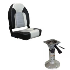 Pack Sedile Per Barca Skipper Premium + Base Telescopica 360° - OVERDECK