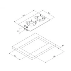 Piano Cottura A Gas 2 Fuochi Con Finiture In Vetro -ORANGEMARINE piano cottura a gas 2 fuochi con finiture in vetro 1