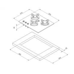 Piano Cottura A Gas, 3 Fuochi, Finitura In Vetro -ORANGEMARINE piano cottura a gas 3 fuochi finitura in vetro 1