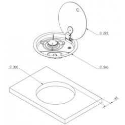 Piano Cottura Rotondo A Gas 1 Fuoco Con Coperchio In Vetro -ORANGEMARINE piano cottura rotondo a gas 1 fuoco con coperchio in vetro 3