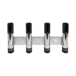 PORTA CANNA IN ACCIAIO INOX 4 ASTE - TAPPI FINALI NERI - FISSAGGIO BORDO E BALCONE