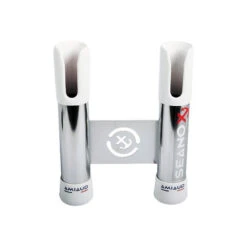 PORTA CANNA DOPPIO IN ACCIAIO INOX - FISSAGGIO A BORDO E BALCONE