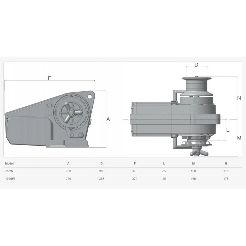 Salpa Ancore CAYMAN 24V 1000W In Alluminio Anodizzato Con Campana 4 Salpa Ancore CAYMAN 24V 1000W In Alluminio Anodizzato Con Campana - immagine 2