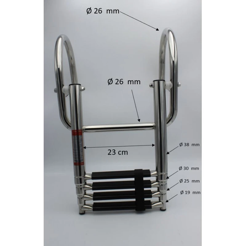 Scaletta Telescopica 4 Scalini In Acciaio Inox Con Maniglie Per Plancette 8 Scaletta Telescopica 4 Scalini In Acciaio Inox Con Maniglie Per Plancette - immagine 6