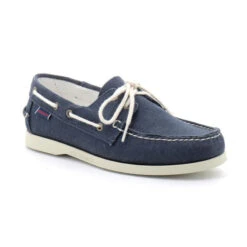 Docksides Portland Lavato Tela Blu Navy Scarpe Da Barca - Sebago