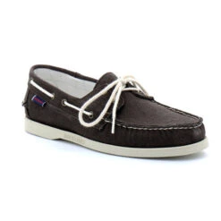Scarpe Da Barca Docksides Portland In Tela Lavata Marrone Scuro - Sebago