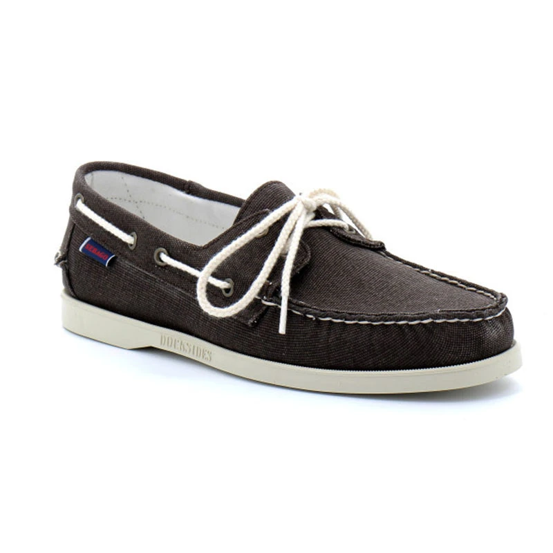 Scarpe Da Barca Docksides Portland In Tela Lavata Marrone Scuro - Sebago 3 Scarpe Da Barca Docksides Portland In Tela Lavata Marrone Scuro - Sebago