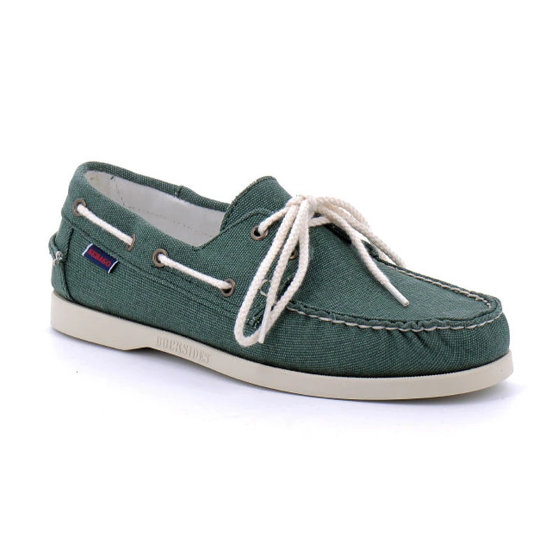 Docksides Portland Lavato Tela Verde Scarpe Da Barca - Sebago 3 Docksides Portland Lavato Tela Verde Scarpe Da Barca - Sebago
