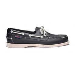 Sebago Docksides Cuoio Blu/suola Bianca - Scarpe Da Barca Uomo