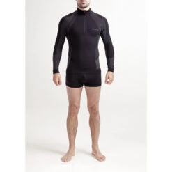 T-shirt ML Uomo ACTIVE BASE ZIP NECK Nero - MUSTO