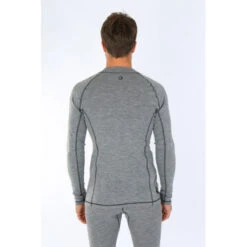 T-shirt Termica Mezza Zip In Lana Merinos OLIVER - Grigio - BERMUDES -ORANGEMARINE tee shirt thermique en laine merinos demi zip oliver bermudes gris chine 2