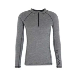T-shirt Termica Mezza Zip In Lana Merinos OLIVER - Grigio - BERMUDES