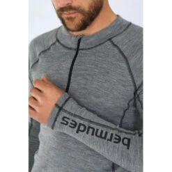T-shirt Termica Mezza Zip In Lana Merinos OLIVER - Grigio - BERMUDES -ORANGEMARINE tee shirt thermique en laine merinos demi zip oliver bermudes gris chine 4