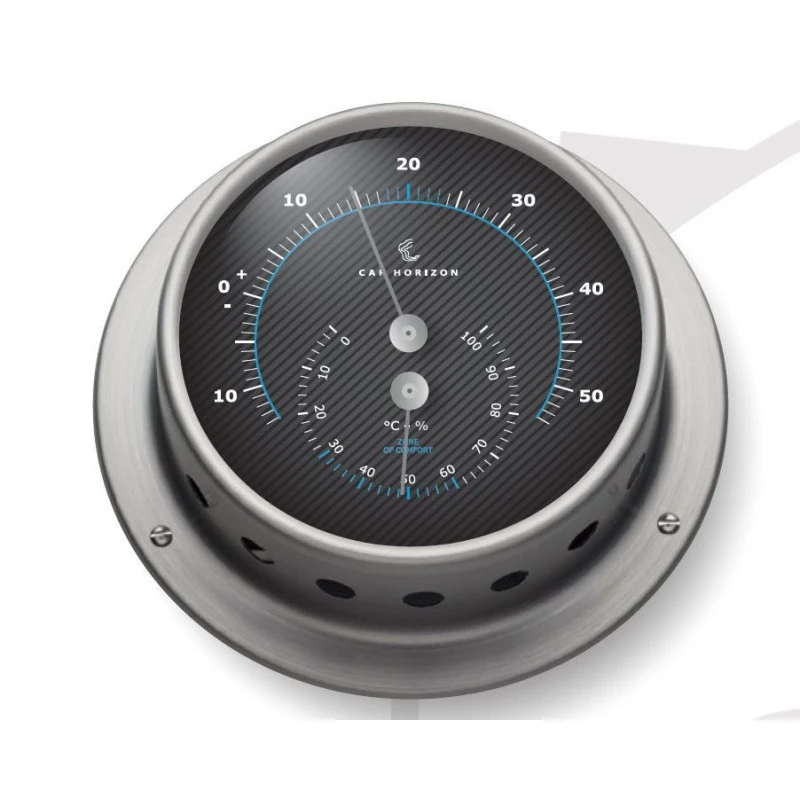 Termometro E Igrometro 85 Mm In Acciaio Inox Satinato - E-RACING 3 Termometro E Igrometro 85 Mm In Acciaio Inox Satinato - E-RACING