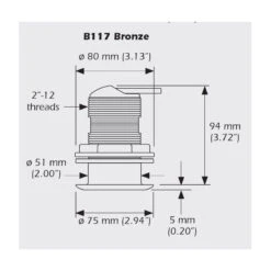 Trasduttore Bi-funzione Passante Bronzo 600w (B117) Raymarine -ORANGEMARINE trasduttore bi funzione passante bronzo 600w b117 raymarine 2